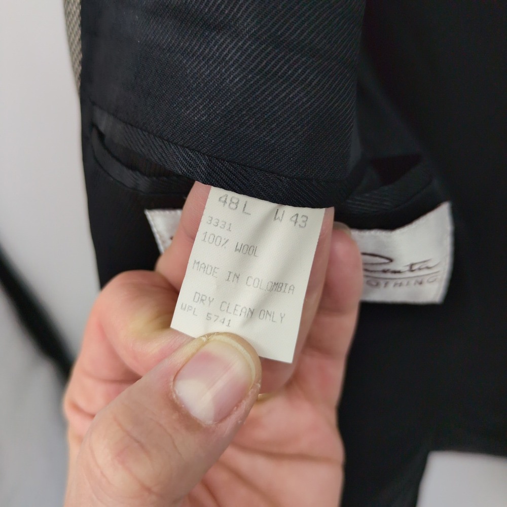 Oscar de la Renta Men's 100% Wool Grey Herringbone 2-Button Blazer Jacket 48L - Picture 5 of 12